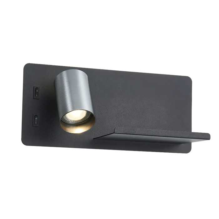 APPLIQUE GAUCHE "DUSK" GU10+7W 827 NOIR/ACIER +INTERRUPTEUR ET USB APPLIQUE GAUCHE "DUSK" GU10+7W 827 NOIR/ACIER +INTERRUPTEUR ET USB