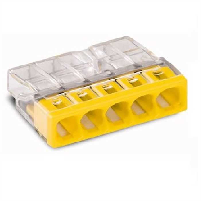 BORNE RAPIDE 5X0,5-2,5MM² JAUNE (100PC) BORNE RAPIDE 5X0,5-2,5MM² JAUNE (100PC)