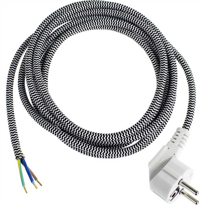 CABLE SECTEUR 3X1,0 TISSU PRISE 2P+T 3M CABLE SECTEUR 3X1,0 TISSU PRISE 2P+T 3M