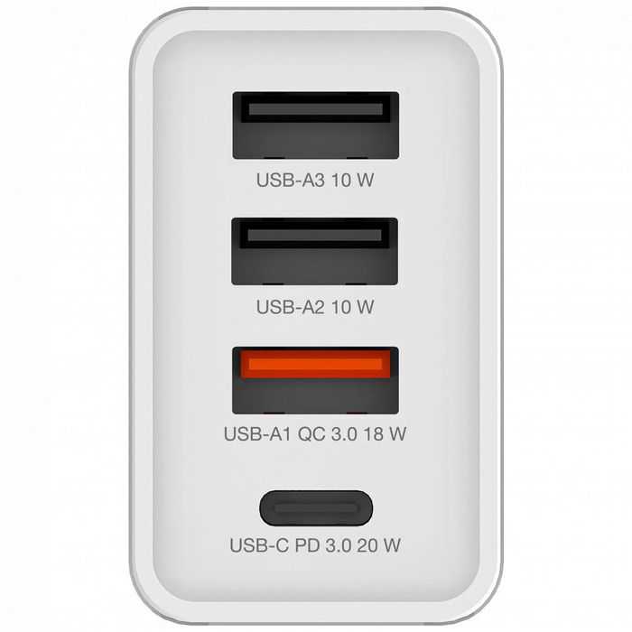 CHARGEUR MURAL 4 EN 1 30W 3USB-A/1USB-C BLANC CHARGEUR MURAL 4 EN 1 30W 3USB-A/1USB-C BLANC