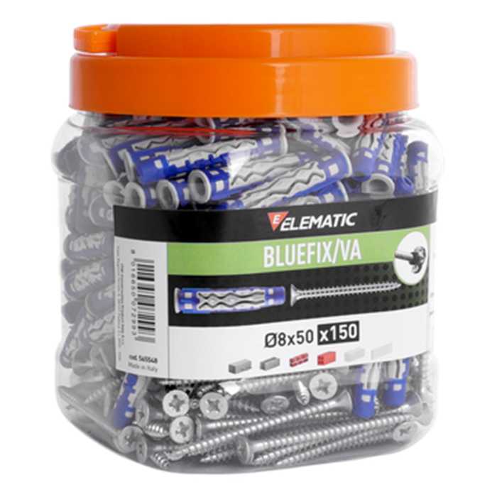 CHEVILLES BLUEFIX 8X50MM + VIS PZ (150PC) CHEVILLES BLUEFIX 8X50MM + VIS PZ (150PC)