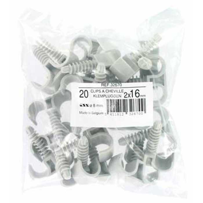CLIPS A CHEVILLE DOUBLE 16MM BLANC (20PC) CLIPS A CHEVILLE DOUBLE 16MM BLANC (20PC)