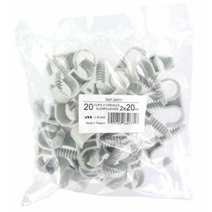 CLIPS A CHEVILLE DOUBLE 20MM BLANC (20PC) CLIPS A CHEVILLE DOUBLE 20MM BLANC (20PC)