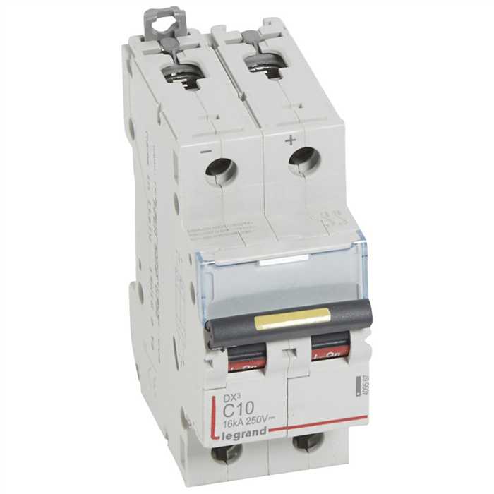 DISJONCTEUR DX3 COURANT CONTINU 2P 10A 10000A/16KA - 2MODULES DISJONCTEUR DX3 COURANT CONTINU 2P 10A 10000A/16KA - 2MODULES