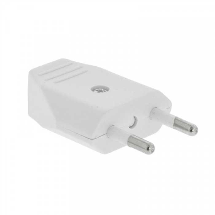 FICHE MALE 2 POLES 2.5A 220V BLANC FICHE MALE 2 POLES 2.5A 220V BLANC
