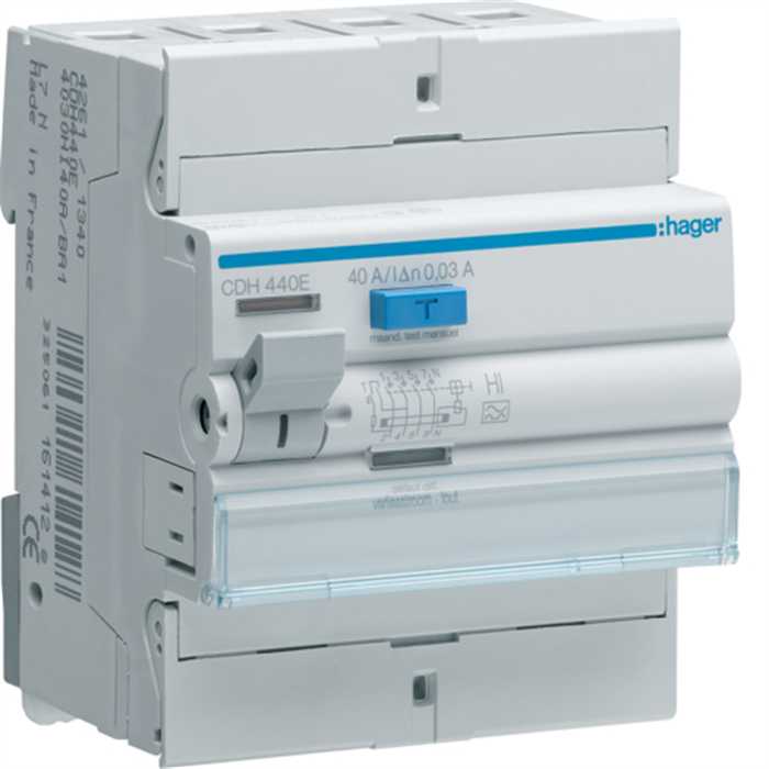 INTERRUPTEUR DIFFERENTIEL 4P 40A 30MA TYPE A INTERRUPTEUR DIFFERENTIEL 4P 40A 30MA TYPE A