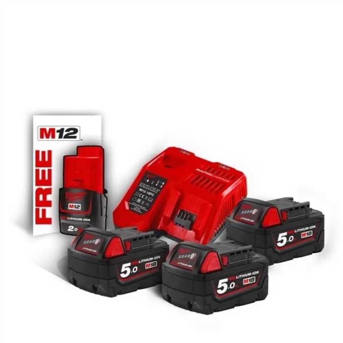 M18 NRG-503 PACK BATTERIE 3X M18 5.0AH + FREE M12 2.0AH M18 NRG-503 PACK BATTERIE 3X M18 5.0AH + FREE M12 2.0AH