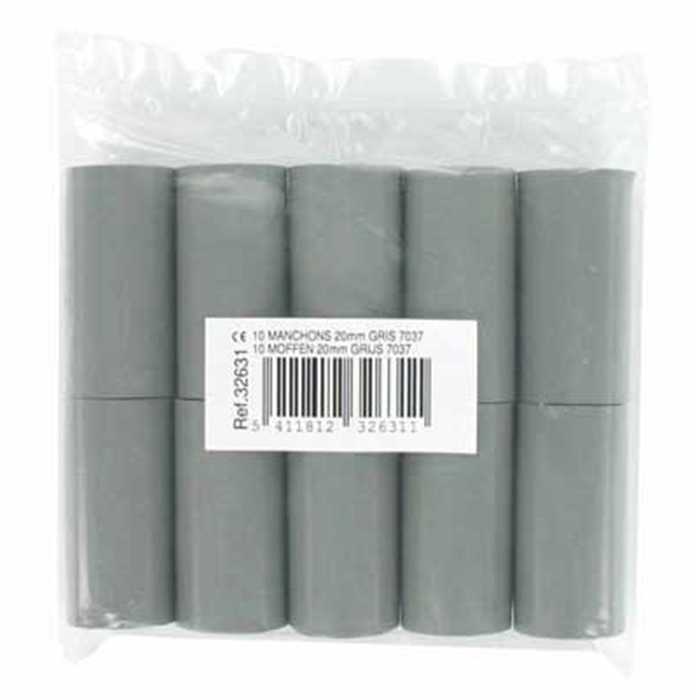 MANCHON 20MM GRIS FONCE RAL7037 (10PC) MANCHON 20MM GRIS FONCE RAL7037 (10PC)