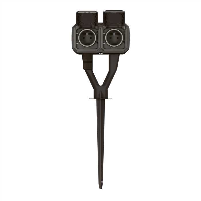 PIQUET DE JARDIN 2 PRISES 2X2P+T PRECABLEES GRIS PIQUET DE JARDIN 2 PRISES 2X2P+T PRECABLEES GRIS