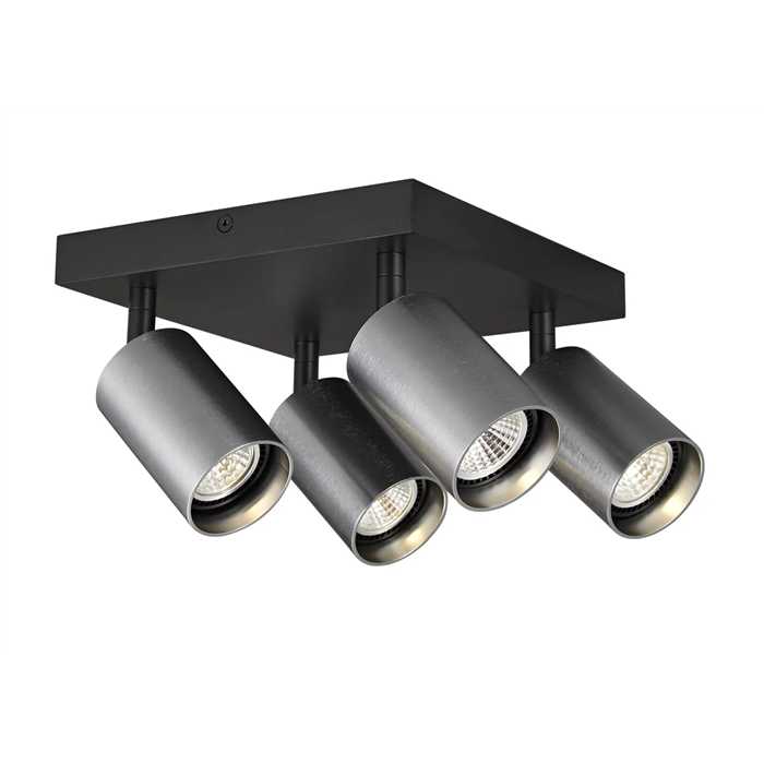 PLAFONNIER A SPOTS "TABOO SQUARE" 4XGU10 NOIR/ALU PLAFONNIER A SPOTS "TABOO SQUARE" 4XGU10 NOIR/ALU