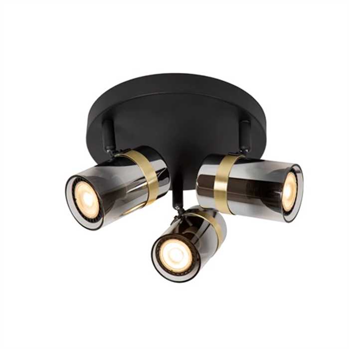 PLAFONNIER A SPOTS "UPTON" 3XGU10 NOIR/FUME PLAFONNIER A SPOTS "UPTON" 3XGU10 NOIR/FUME