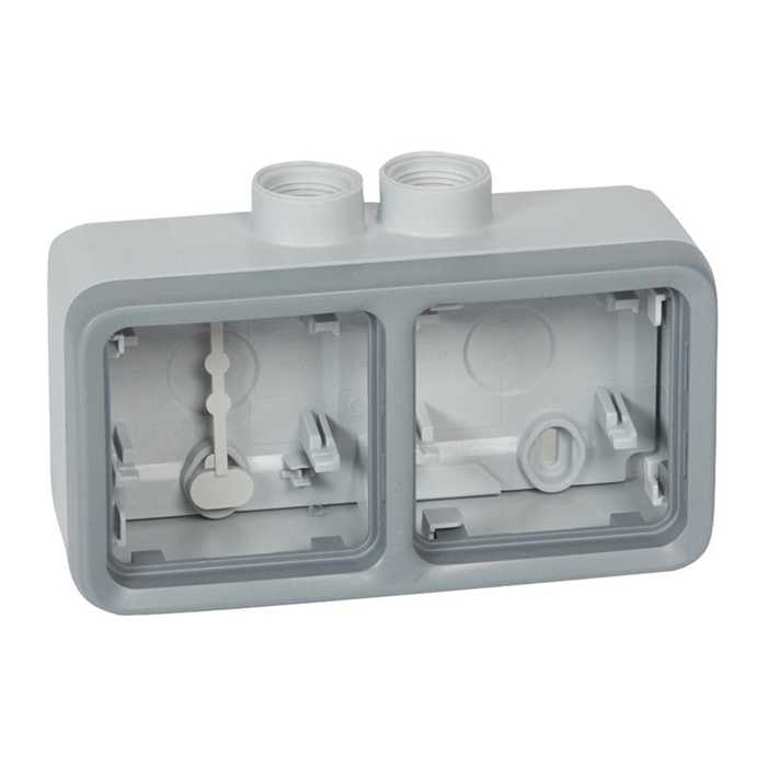 PLEXO - BOITIER DOUBLE HORIZONTAL 2 ENTREES M20 (HAUT) GRIS IP55 PLEXO - BOITIER DOUBLE HORIZONTAL 2 ENTREES M20 (HAUT) GRIS IP55