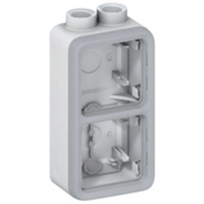 PLEXO BOITIER DOUBLE VERTICAL 2 ENTREES M20 (HAUT) GRIS IP55 PLEXO BOITIER DOUBLE VERTICAL 2 ENTREES M20 (HAUT) GRIS IP55
