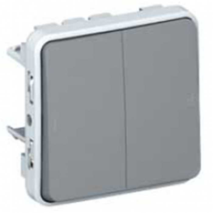 PLEXO INTERRUPTEUR DOUBLE 2 DIRECTIONS GRIS IP55 PLEXO INTERRUPTEUR DOUBLE 2 DIRECTIONS GRIS IP55