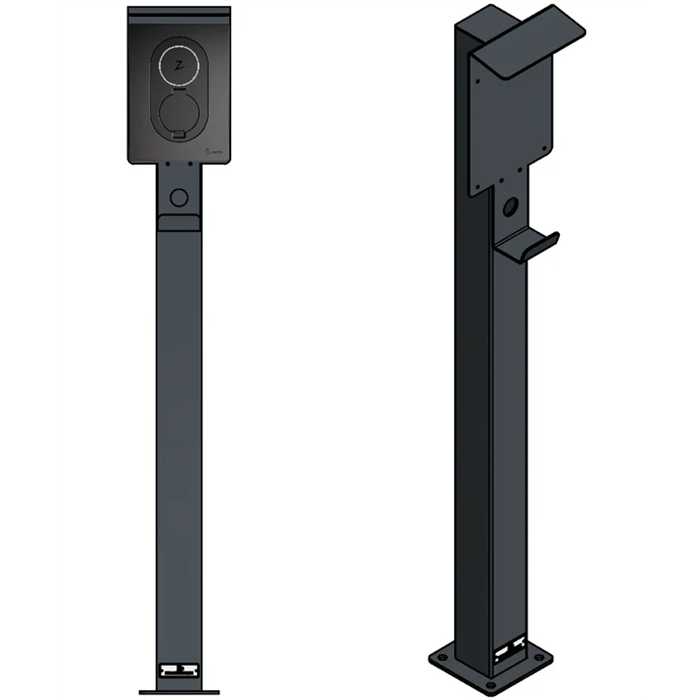 POTEAU ACIER NOIR POUR UNE BORNE ZAPTEC GO/GO2 POTEAU ACIER NOIR POUR UNE BORNE ZAPTEC GO/GO2