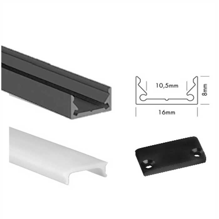PROFILE LED "S-LINE LOW" 2M NOIR COMPLET PROFILE LED "S-LINE LOW" 2M NOIR COMPLET