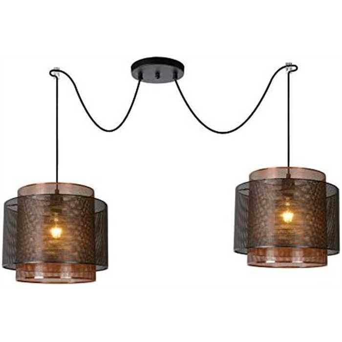 SUSPENSION "ORRIN" 2XE27 NOIR/CUIVRE SUSPENSION "ORRIN" 2XE27 NOIR/CUIVRE