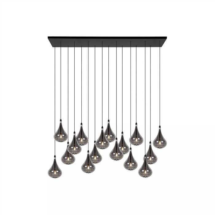 SUSPENSION "TEARS" G4 16X1,5W 830 VERRE FUME DIM SUSPENSION "TEARS" G4 16X1,5W 830 VERRE FUME DIM